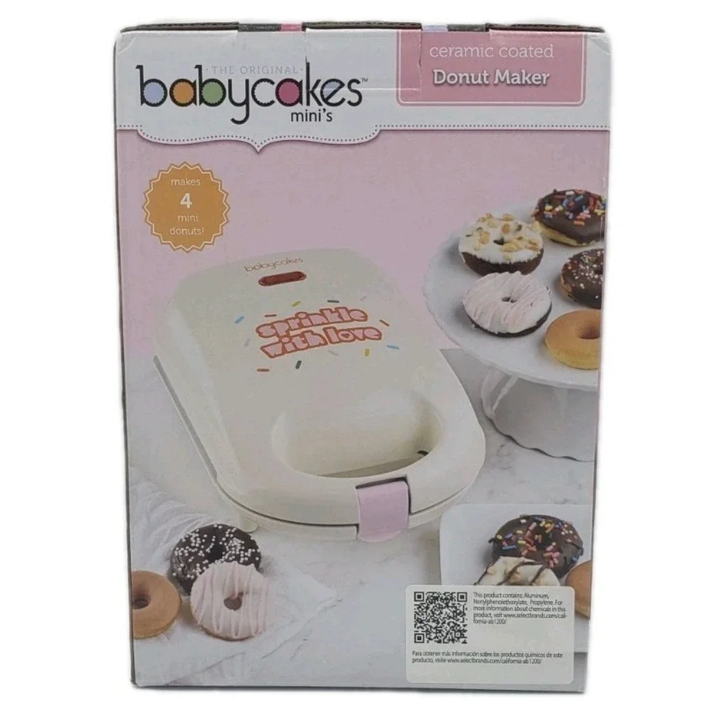 Babycakes Mini's Donut Maker "Sprinkle With Love" makes 4 Ceramic DNM-301 - Picture 4 of 7